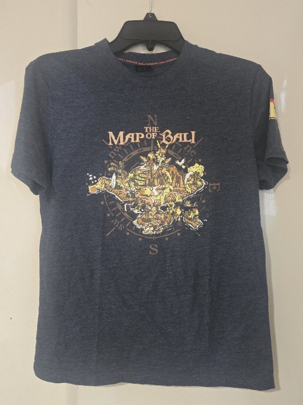 Krisna Bali "The Map of Bali" Graphic T-Shirt Heather Navy Size S